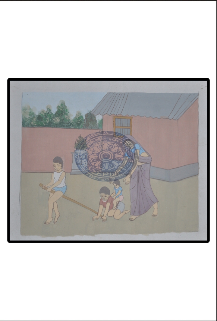 Childhood Play in a Village Courtyard .