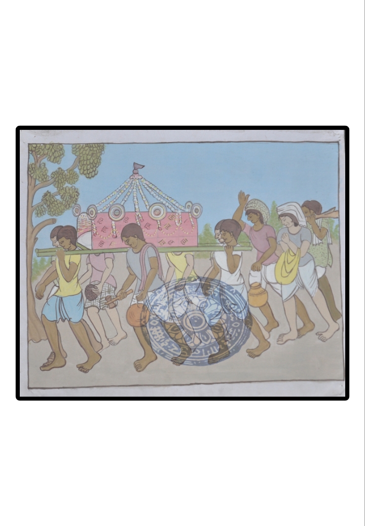 “Festive Procession with Decorated Structure”